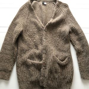 H&M light brown long cardigan button down sweater